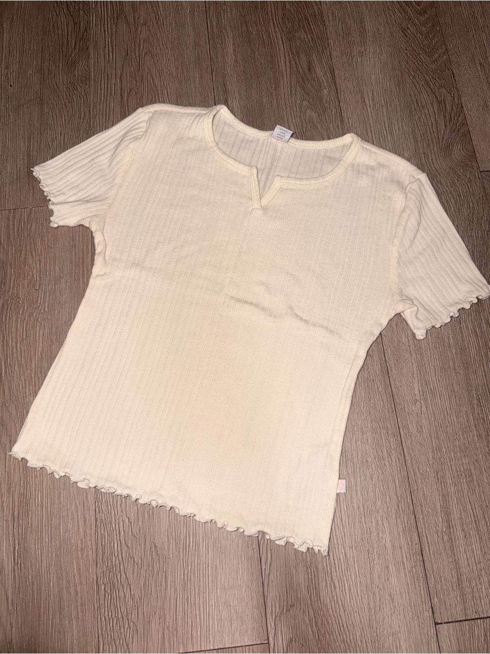 Only Old Navy Cream Ribbed Short Sleeve Top -